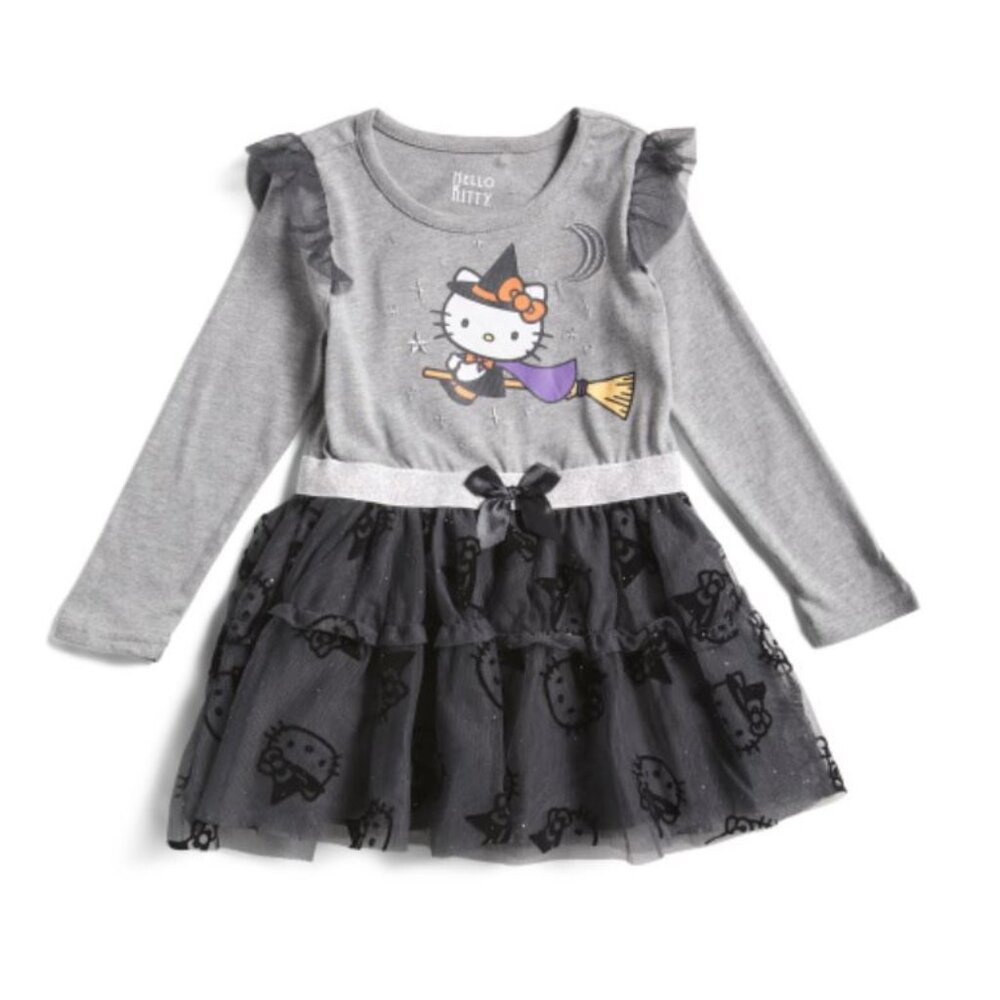 NWT HELLO KITTY Toddler Girls Glitter Halloween Tutu Dress Size